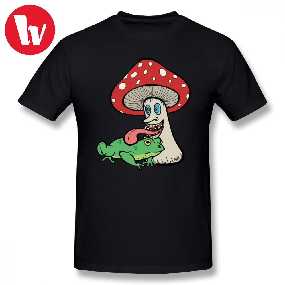 Psychedelic Clothing T Shirt Mushroom Licking Toad T Shirt Men Cartoon Print Funny Tee Shirt