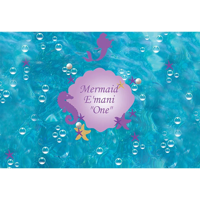

Vinyl Mermaid Backdrop blue Under Sea Pearl Bubble Photo background Birthday Party Customized Banner Photography Studio