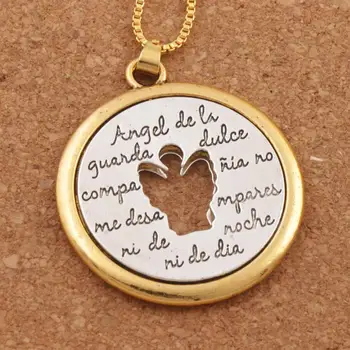 

10pcs Two-Tone Angel De Li Guanda Dulce Pendant Necklace 42x38mm Pendants N1777 24inches