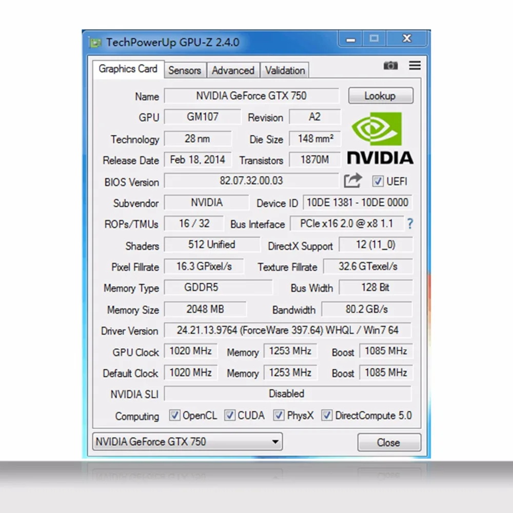  Graphic Card PCI-E 16X GTX750 GPU 2G DDR5 for nVIDIA Geforce Original chip Computer PC Video card