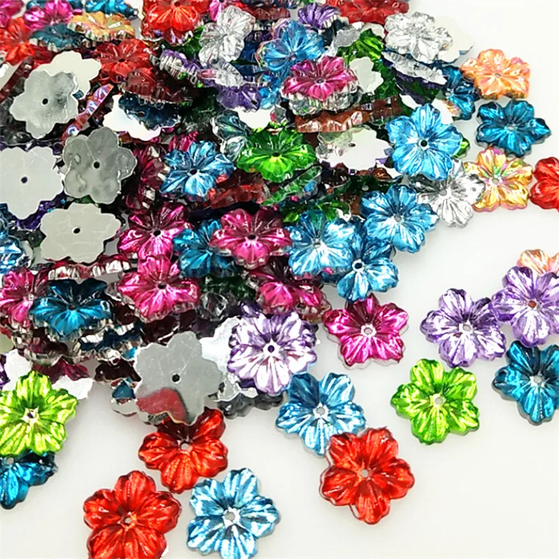 

13mm 100pcs/Lot Multicolor Peony Flower Design Acrylic Rhinestone, Crystal Cabochons, Jewelry Accessories For Diy Decoration