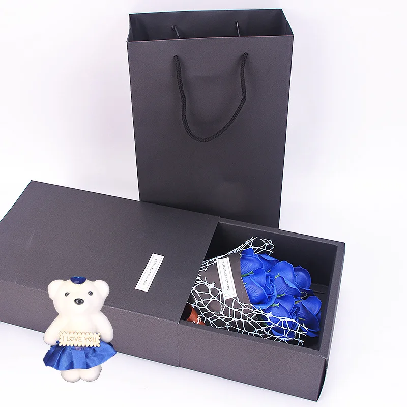 Flone Soap Flowers Bear Rose Bouquet Gift Box Artificial Flower Girlfriend Mother Birthday Present Valentine's Day Creative Gift (8)