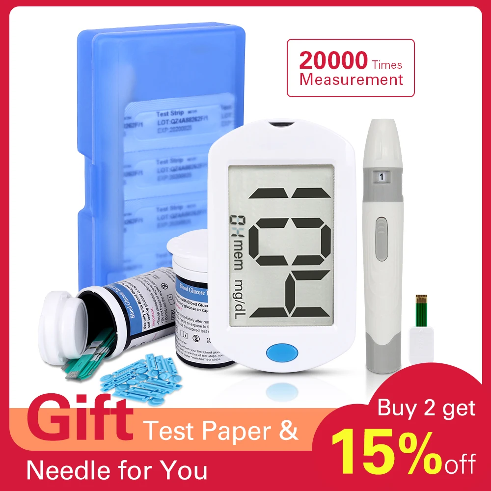 

OLIECO GLM-75 0.8ul Diabetic Blood Glucose Meter Strip Lancets mg/dL Medical Accurate Smart Auto Coding 8S Glucometer Big Screen