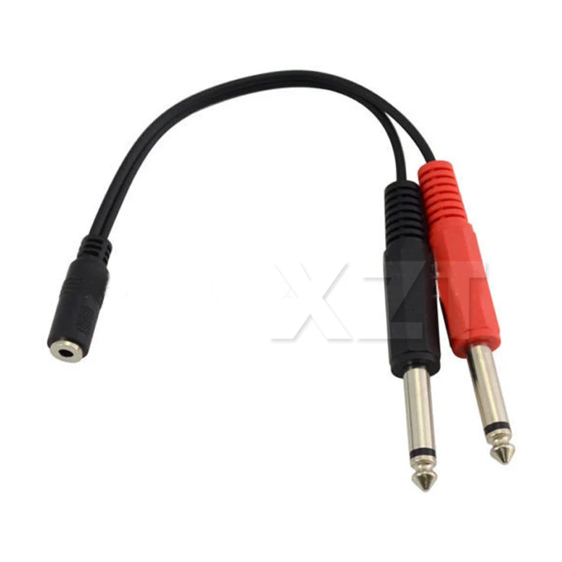 

Newest 1pcs 20cm 3.5mm Female Jack to 2*6.35mm TRS Mono Male Audio Socket Adapter Cable