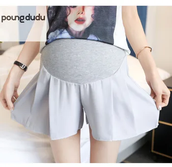 

Poungdudu Maternity shorts hipster mom wearing chiffon maternity loose large size belly support pants thin 2019 summer