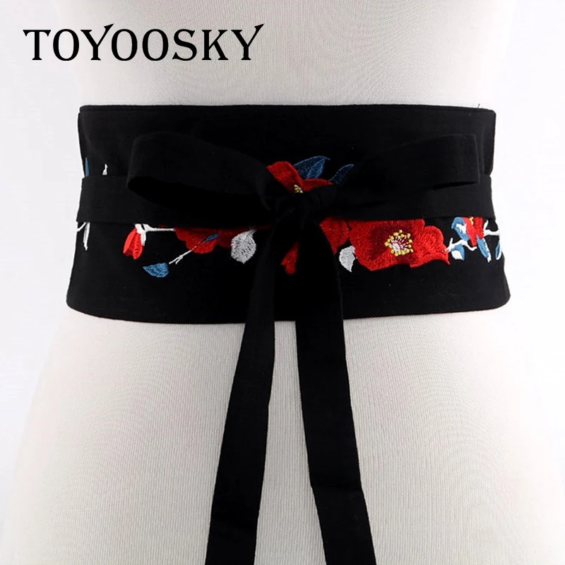 

2018 New Arrival Harajuku Luxury Flower Printed Women Wide Belt Fabric Wide belt girdle belt skinny belt for women TOYOOSKY