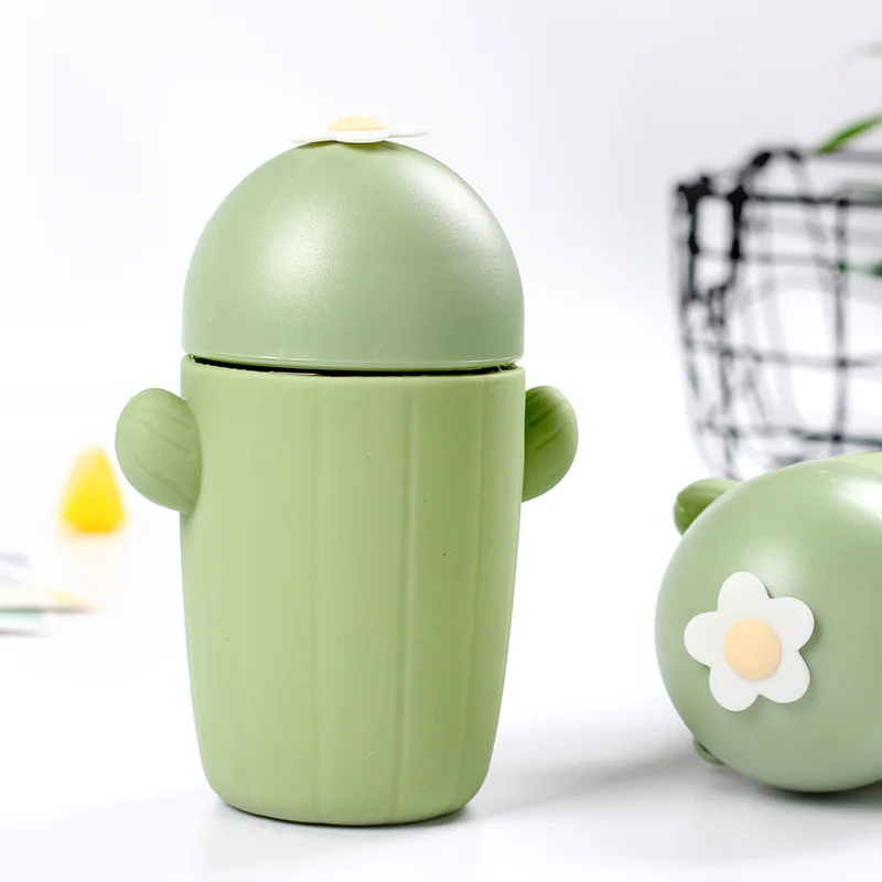 260ML three-dimensional creative cactus glass green cartoon double covered mug with silicone sleeve portable outdoor water cup