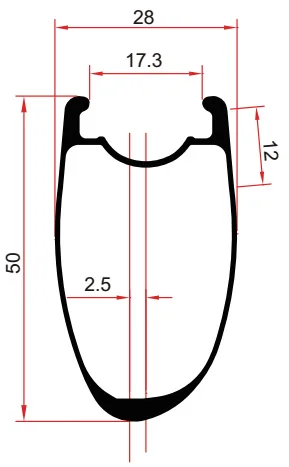 50mm asymmetrical carbon road rims tubeless compatible