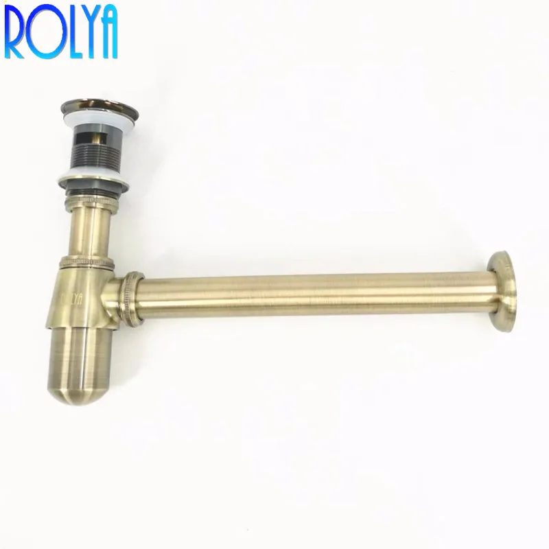 

Antique Bronze Siphon Bottle Traps Pop up Basin Waste Drain Basin Faucet P-Traps Waste Pipe Into the wall drainage Plumbing tube