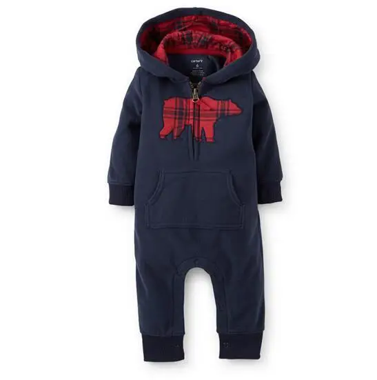 Синий 0-18Months/Демисезонный Одежда для новорожденных детские комбинезоны Повседневное с капюшоном и длинными рукавами, комбинезон для мальчиков, для малышей, для детей Костюмы BC1062 - Цвет: Синий