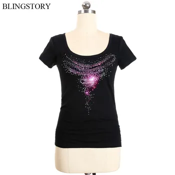 

BLINGSTORY Beading Summer T-shirts Plus Size Woman Short Sleeve Basic Tee Tops
