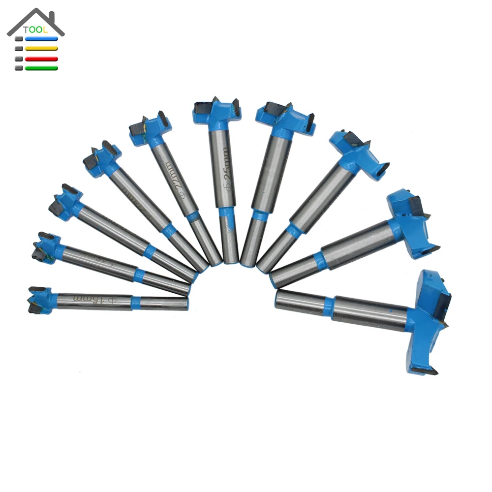 Free Shipping New 10pc 15 50mm Forstner Auger Drill Bits Set Woodworking Hole Saw Wooden Wood