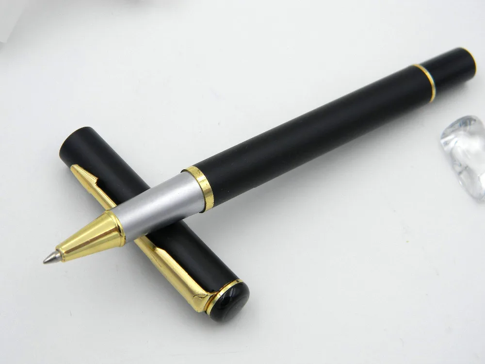 

metal 801 golden Arrow Clip Charcoal Roller Ball Pen