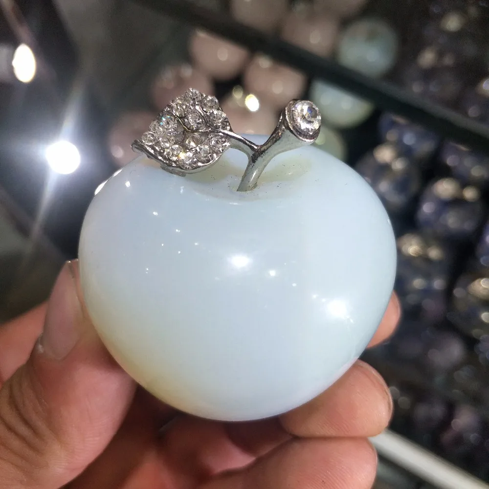 White opal apple paperweight pretty crystal crafts art&collection christmas gifts home wedding decoration table/car ornaments