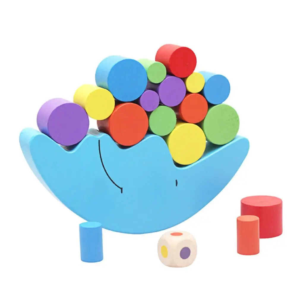 

Cartoon Crescent Moon Boat Wood Cylinders DIY Balance Building Blocks Jigsaw Kids Development Intelligence Educational Toys Chil
