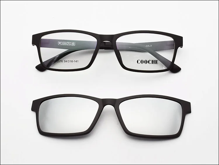 Мужские очки с полной оправой, очки ночного видения, оправы, подходящие к магнитному зажиму, солнцезащитные очки, близорукость, радиация, поляризационные, PEL2076 - Цвет оправы: Black Coating silver