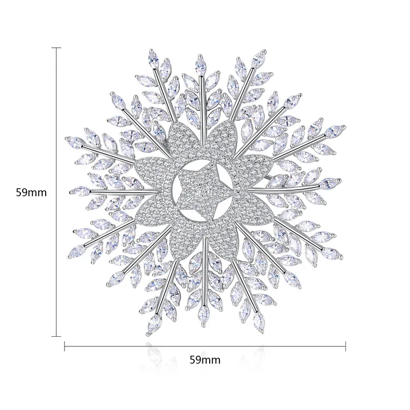Lukeni Новое поступление, модные женские белые Цвет кубический циркониевый Броши «Снежинка», свитер, пальто, аксессуары