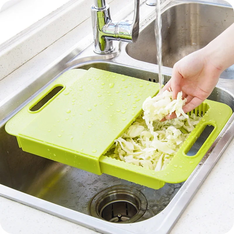Высокое качество кухонной раковины разделочные доски мыть посуду, чтобы мыть разрезать сливную корзину разделочный блок, кухонные принадлежности