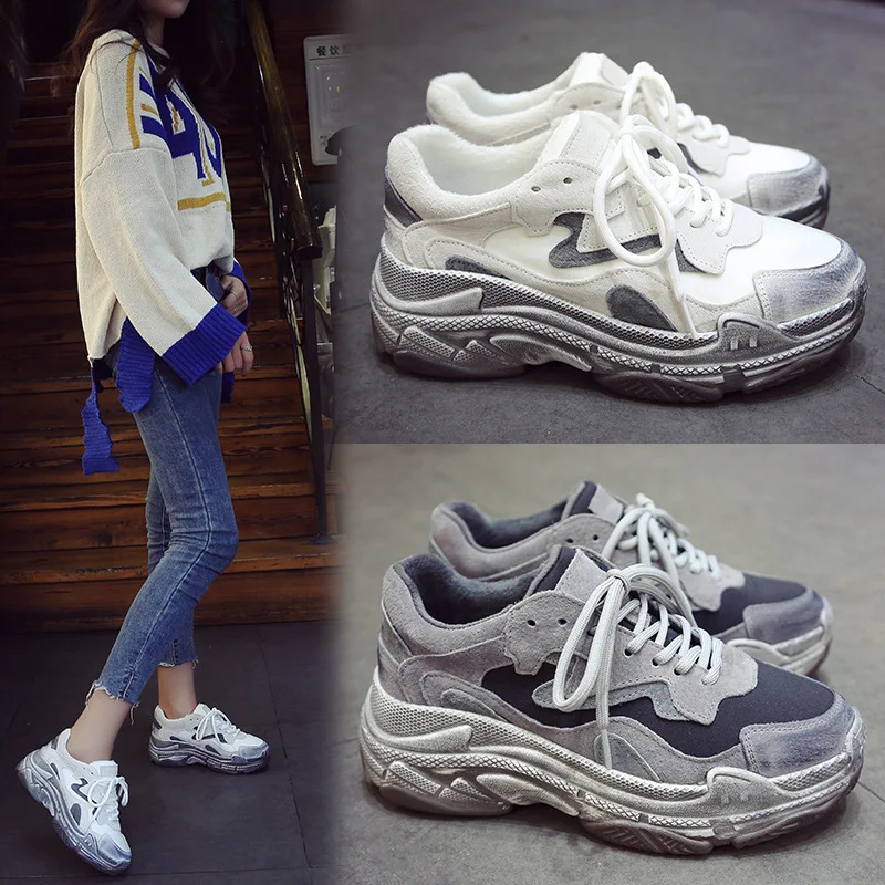 

Fashion Flat Platform Sneakers with High Sole Lace-up Leisure Vulcanize Shoes Spring Autumm Shallow Solid Women Shoes