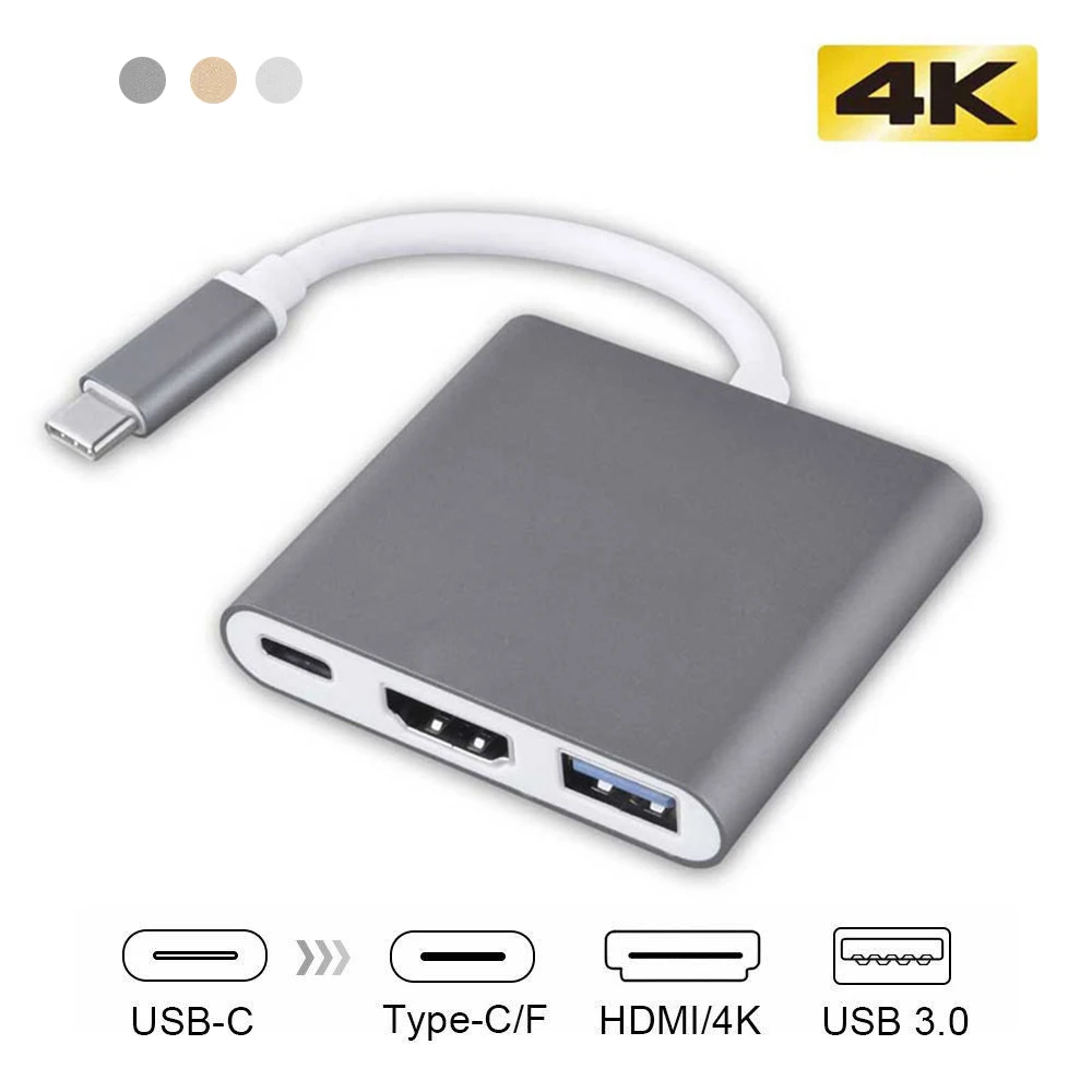 USB 3,0 адаптер переходник USB 3,1 type C для USB-C 4 K HDMI кабель 3 в 1 концентратор для MacBook Pro