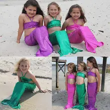 Милые дети Обувь для девочек детей с хвостом русалки комплект бикини Купальники для малышек купальник Одежда заплыва новая пляжная одежда купальный 3 предмета Костюмы