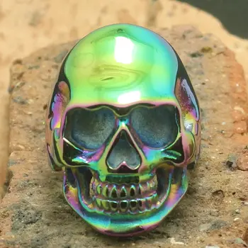 

Size 6 to Size 16 Mens 316L Stainless Steel Rainbow Skull Ring Wholesale Price