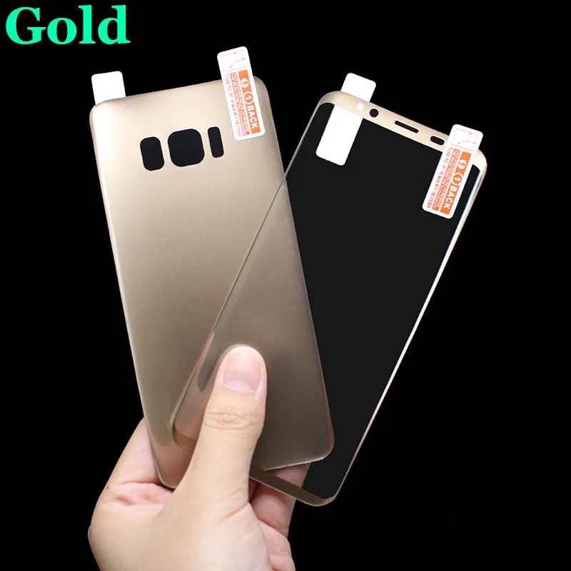 Для samsung Galaxy S8+ S8 Plus(задняя+ передняя) 3D изогнутое покрытие полное покрытие мягкая ПЭТ пленка протектор экрана-не закаленное стекло - Цвет: Gold