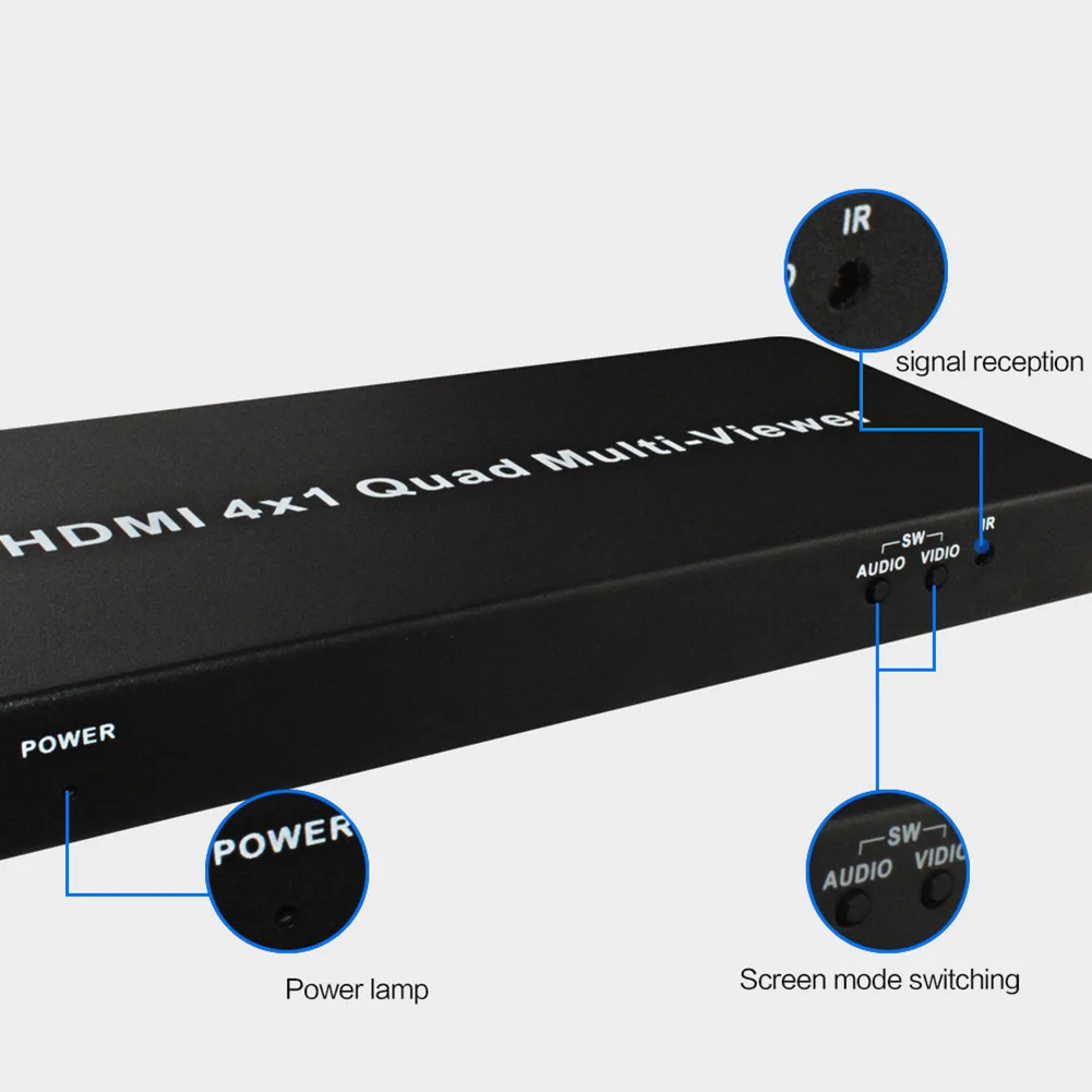 

HDMI 4x1 Quad Multi-viewer Support Seamless Switch HD Video Splitter Compatible HDMI 1.3a HDCP 1.2 QJY99
