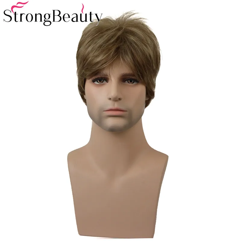 

StrongBeauty Short Mens Wig Straight Blonde/Brown Synthetic Wig Male Hiar Heat Resistant Capless Wig COLOUR CHOICES