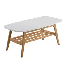 Wood Casual Coffee Table with Bottom Shelf Storage For Living Room Furniture Rectangular Center Table Wooden Cocktail Table