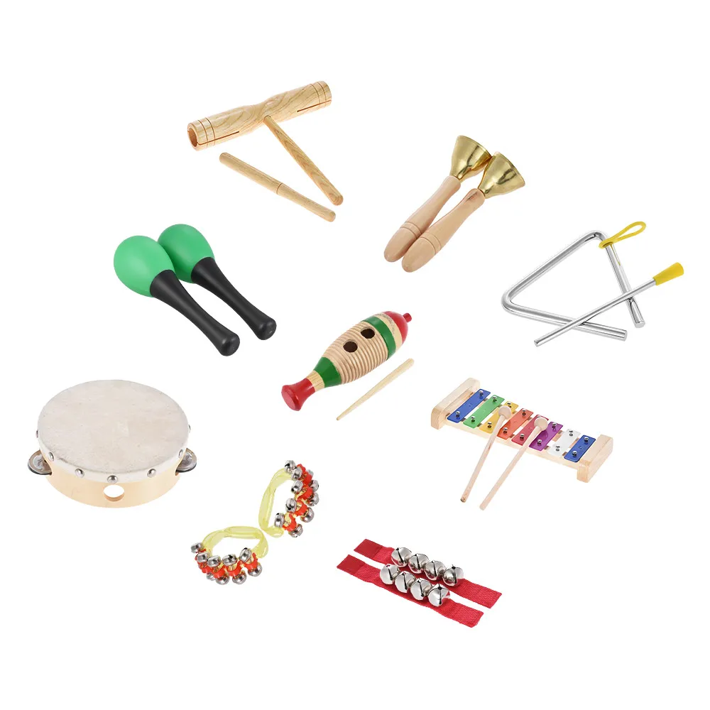9pcs Musical Instruments Percussion Toy Rhythm Band Set Glockenspiel