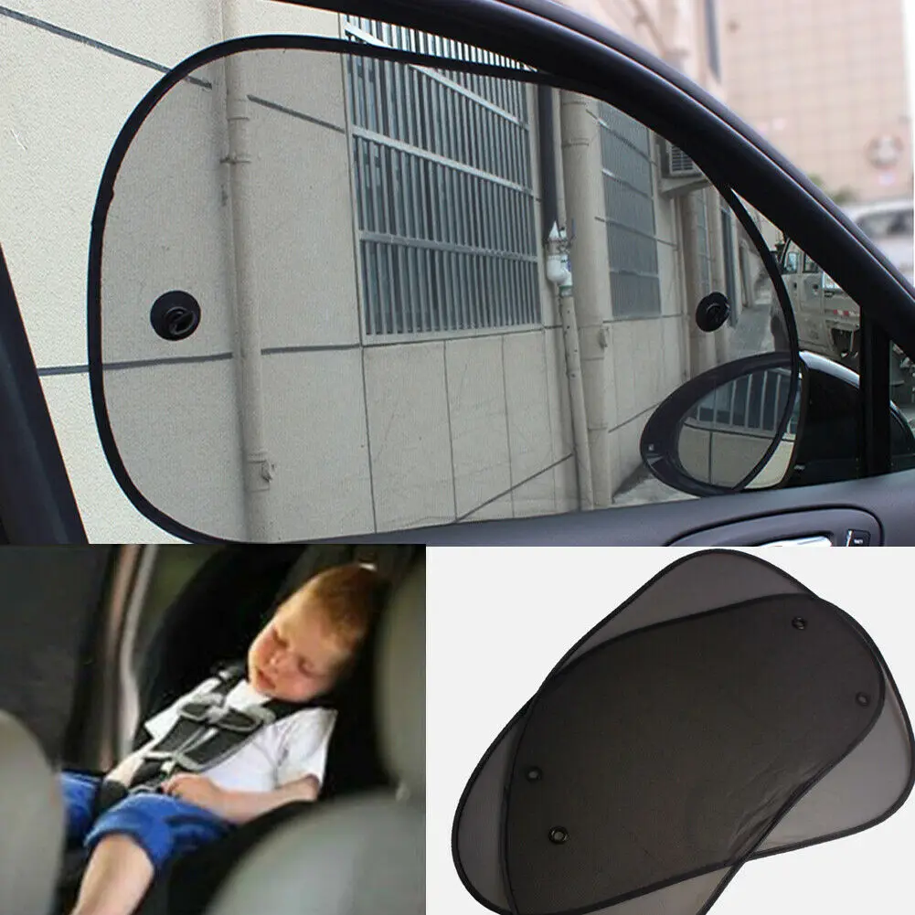 

2x Car Side Window Black Mesh Sun Shade Visor Anti-UV Cover Shield For Baby Kids