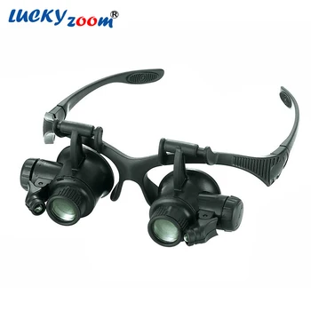 

Headband 10X 15X 20X 25X LED Light Glasses Magnifier Watchmaker Jewelry Optical Lens Glass Magnifier Loupe Free Shipping