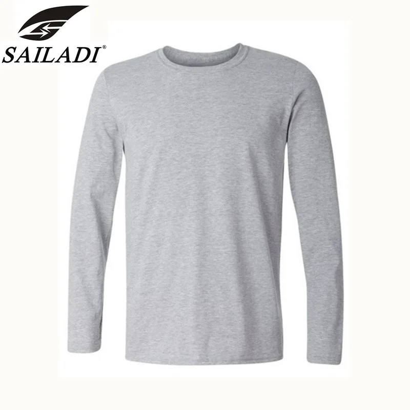 

SAILADI Brand Men Running Long sleeve Cotton Outdoor Breathable Sportwear Round Neck Training Sport T-Shirts size S-3XL S2204