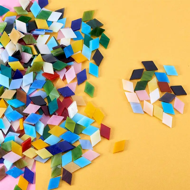 

1Box Rhombus Shape Glass Mosaic Tiles For Handmade Gifts DIY Crafts Mosaic Making Home Decoration 350-360pcs Mixed Color A3