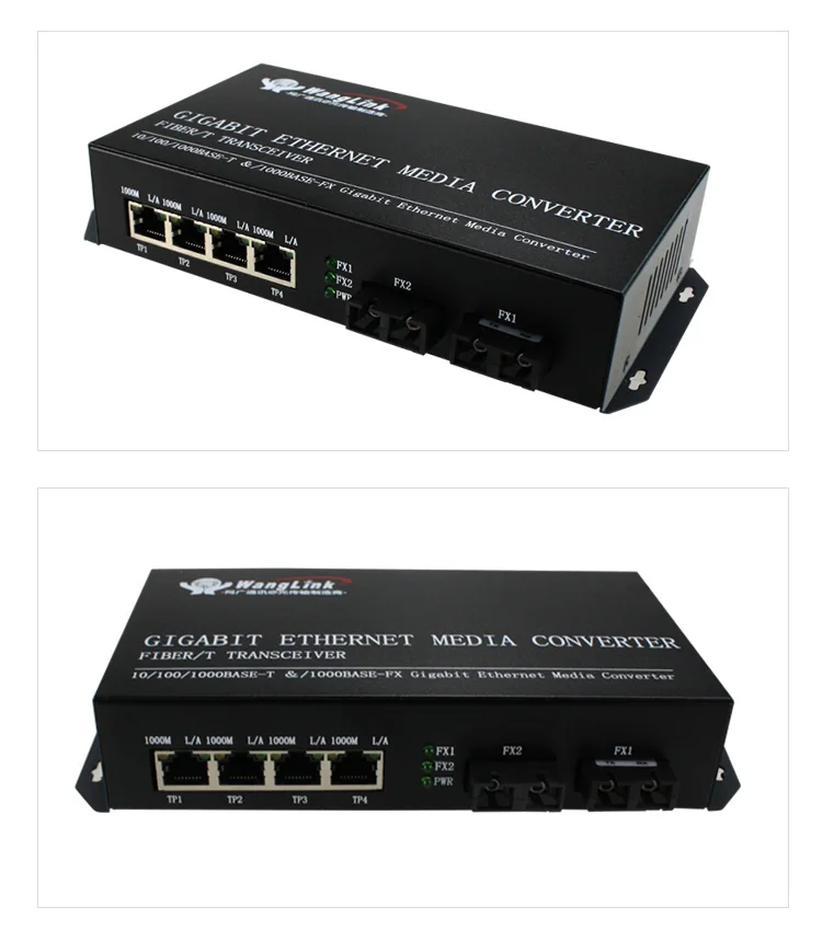 10/100/1000 м 4 порта ethernet RJ45 2 оптических порта многооконный режим 850nm 550 м Оптическое волокно трансивер