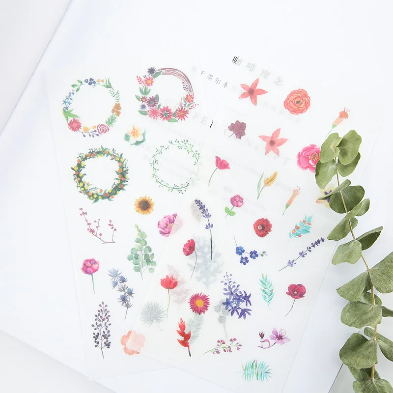 

6Sheets/Set Watercolor World Creative Decoration Scrapbooking Stickers Transparent PVC Stationery Planner Stickers