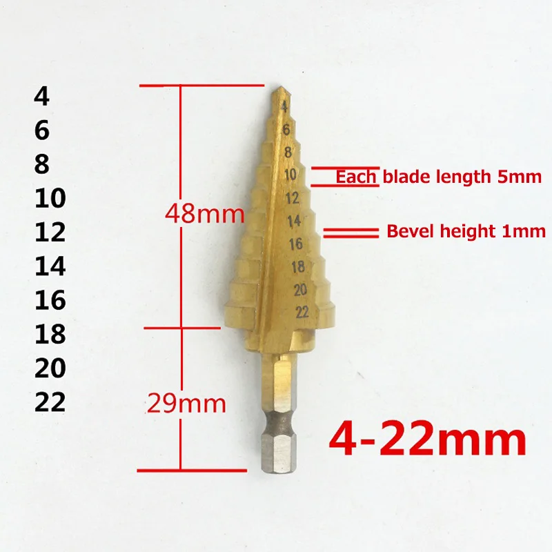 Hex Shank Titanium Step Drill Bit 4-22 Screw Extractor Tool Carbide Glass Drill Bit Set Nitride Coated Carbide Glass Drill Bits