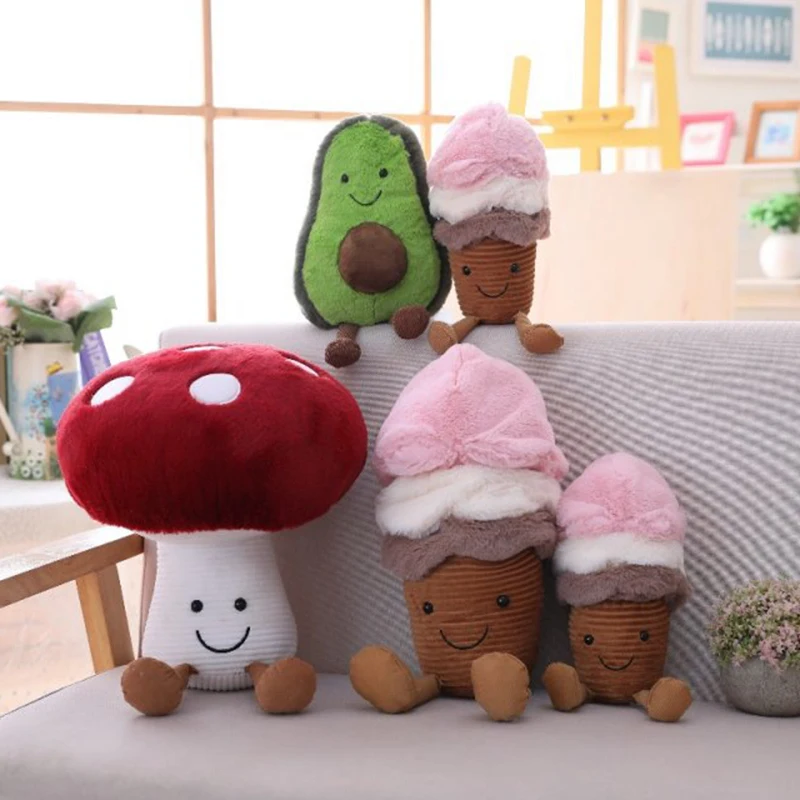 

Avocado Fruits Cute Mushroom/ice cream Plush Toys Stuffed Dolls Cushion Pillow For Kids Children Christmas Gift Girls Baby Girls