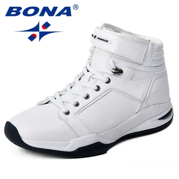 

BONA 2018 Men Basketball Shoes Cow Split Synthetic Sport Shoes Breathable Outdoor Jogging Shoes Comfortable High Upper Sneakers