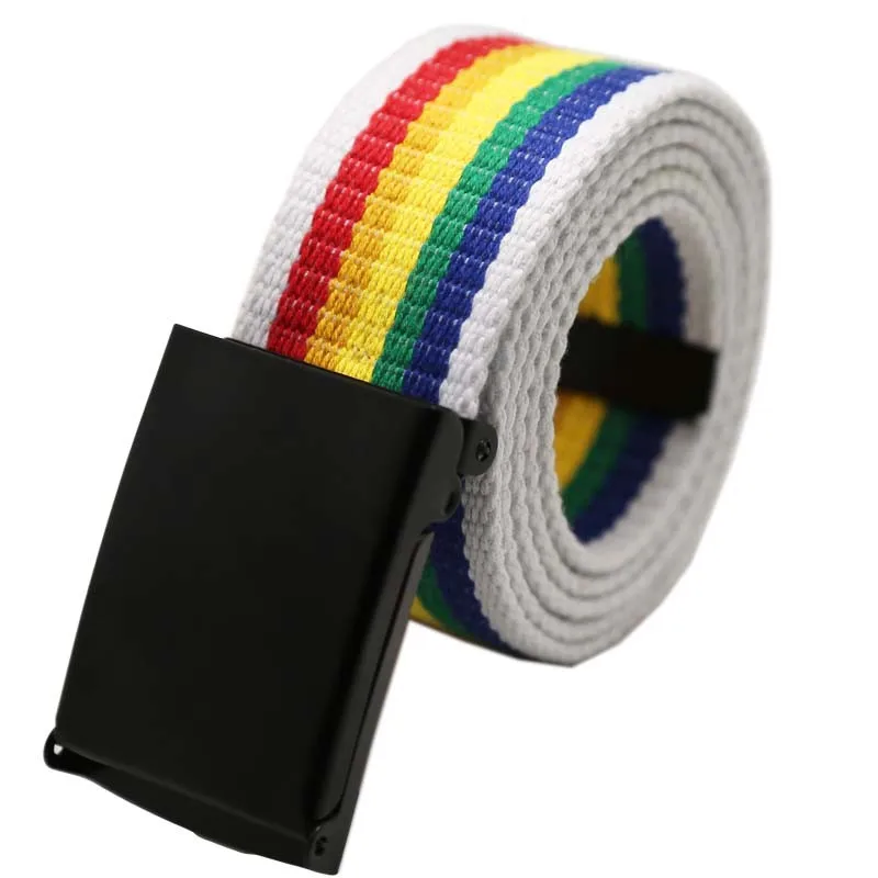 

Unisex Canvas belt Rainbow Plain Webbing leather belt Men high quality Waist Belt Casual Waistband Z329