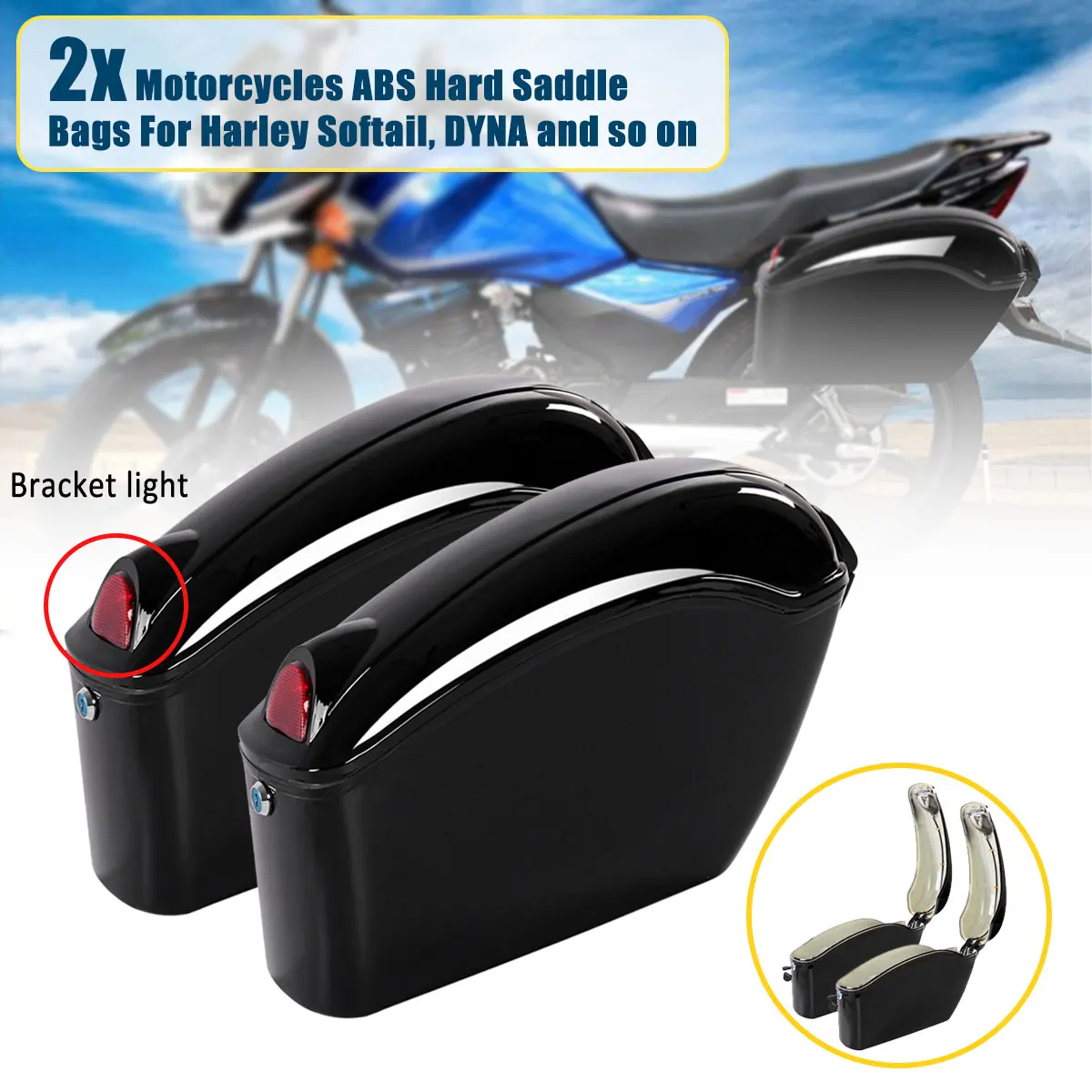 

1Pair 26L Waterproof Motorcycle Bag Luggage Hard Trunk Saddlebags Sade Case for Motorbike Tool ABS Hard Saddle Bags Side Box