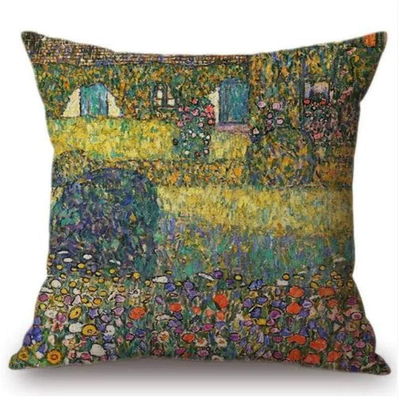Gold Luxury Decorative Oil Painting Home Decorative Pillow Case Cover Gustav Klimt Gallery Collection Sofa Chair Cushion Cover