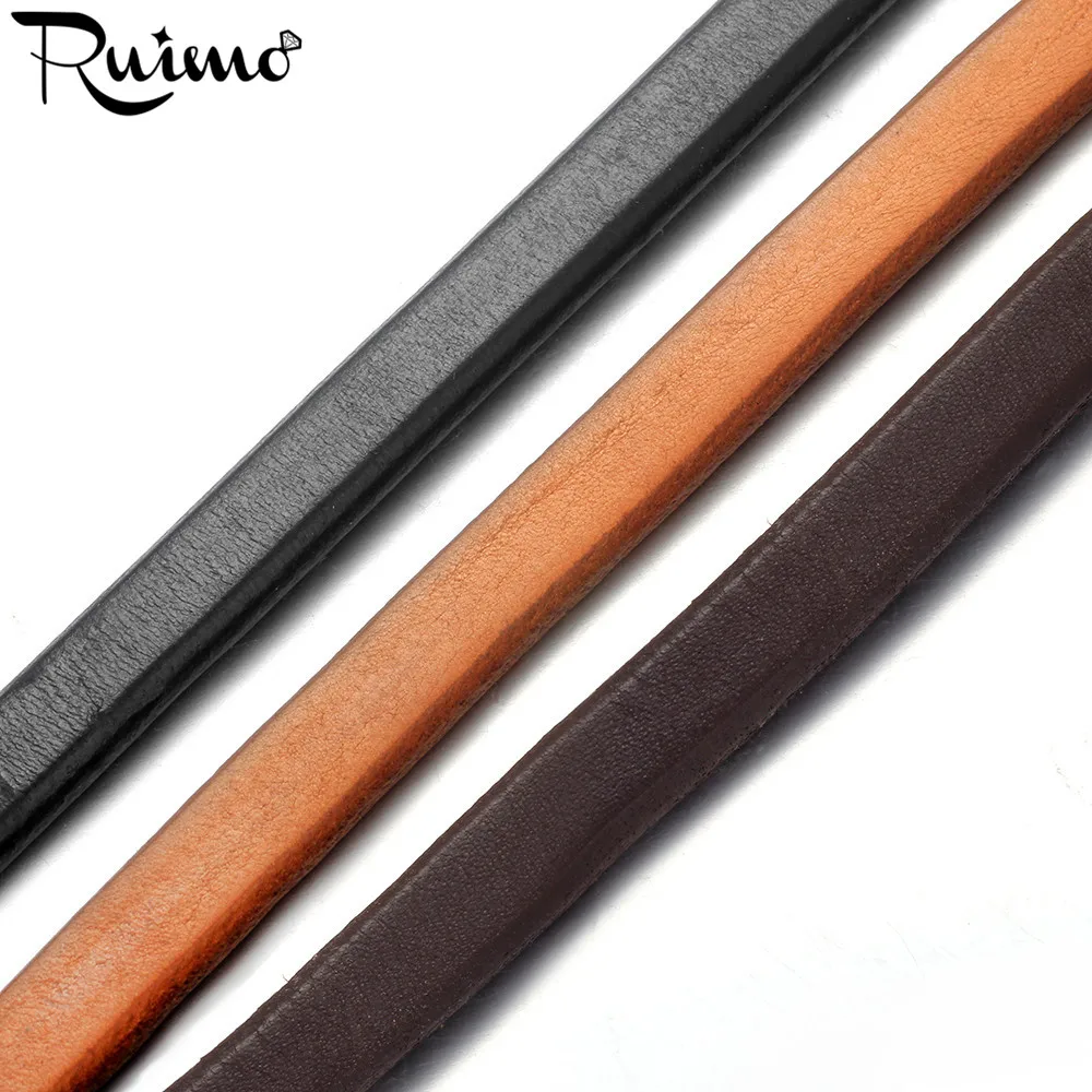 

RUIMO 10*5mm Width Genuine Leather Rope Black Brown Camel Cord For DIY Leather Bracelets Necklace Jewelry Making Rope Findings