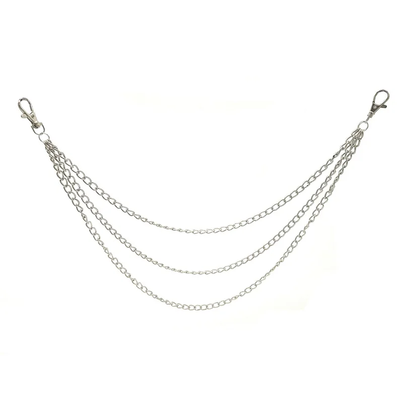 

Three Strands Biker Link Keychain Metal Wallet Belt Chain 3 Layer Waist Keychains Punk Hook llavero Trousers Pant Belt Key Chain