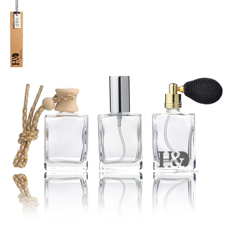 H&ampD 12ML Square Refillable Empty Perfume Bottle with Different Spary Rhomubus Grain set of 3 | Красота и здоровье
