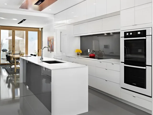 Blanco de alto brillo gabinete de cocina moderna en Gabinetes de ... Blanco de alto brillo gabinete de cocina moderna en Gabinetes de ...