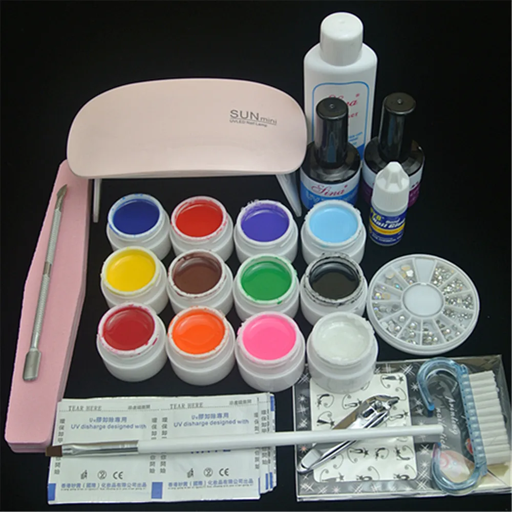 

Phototherapy Manicure Kit Set For Nail Gel 34pcs Nail Gel Polish 6w Sunmini Uv Led Lamp Beigner Practice Art Tools Diy Design