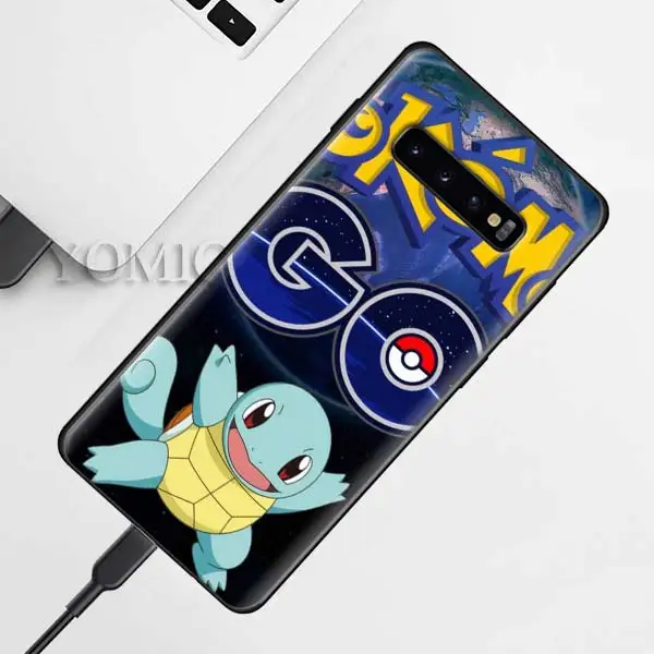 Силиконовый чехол Pokemons ball Pika для samsung Galaxy S10e S9 S8 S10 Plus S7 Note 9 8 A50 A70, черный мягкий чехол - Цвет: D-015