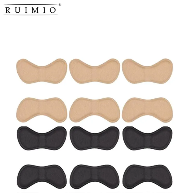 

6 Pairs Self Adhesive Heel Pads Grips Liners Butterfly Shaped Sponge Back Heel Cushion for High Heels Blisters (Black & Apricot)